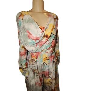 Ainsley Watercolor Horse Print Jumpsuit Exquisite Drape Silk & Cotton Size S